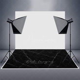 Aperturee - Aperturee Black Marble White Lines Rubber Floor Mat For Photo
